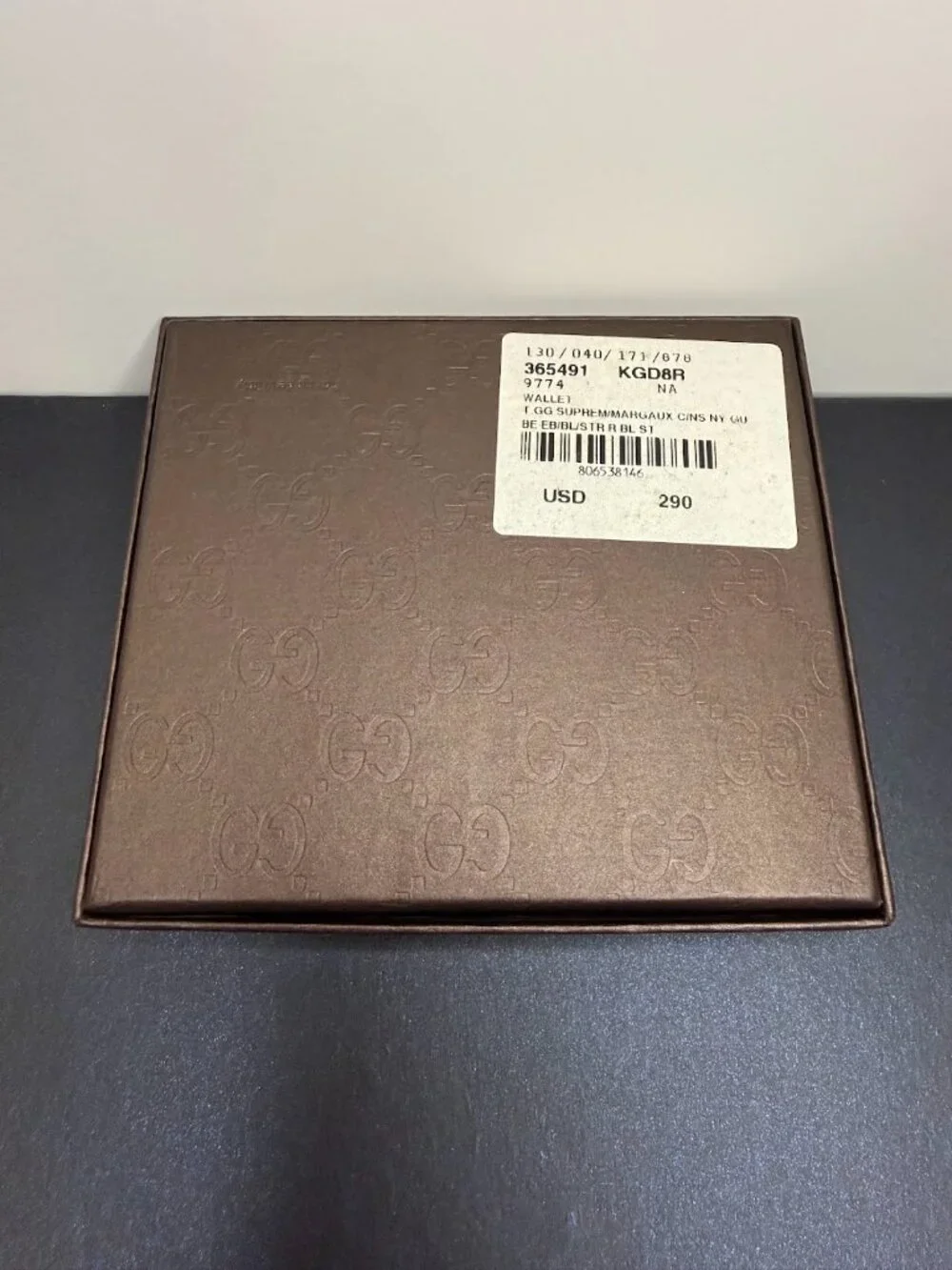 Gucci GG Supreme Web Bifold Leather Wallet w/ Box & Cards